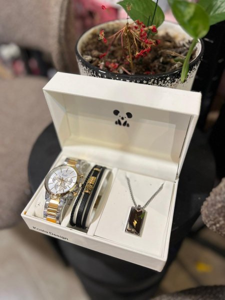 طقم ساعه + اسوارة+ سنسال للشباب كوالا