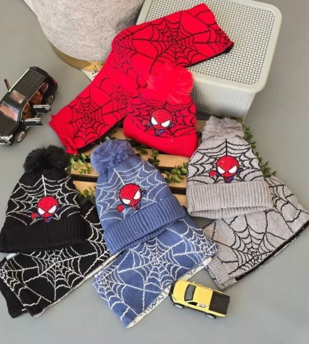 طاقيه مع لفحة سبايدر مان اطفال