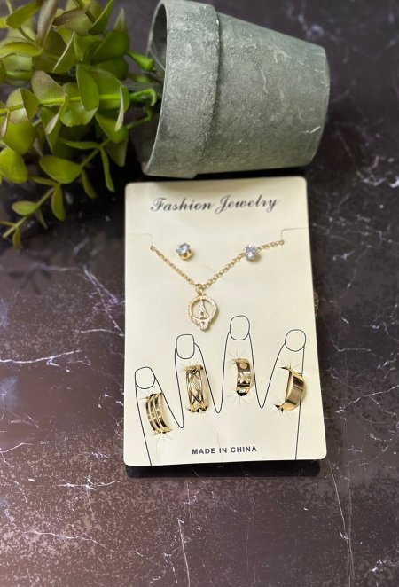 طقم خواتم مع سنسال وحلق