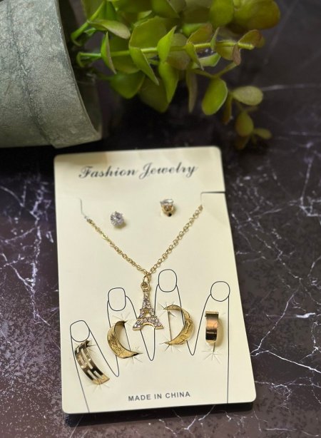 طقم خواتم مع سنسال وحلق