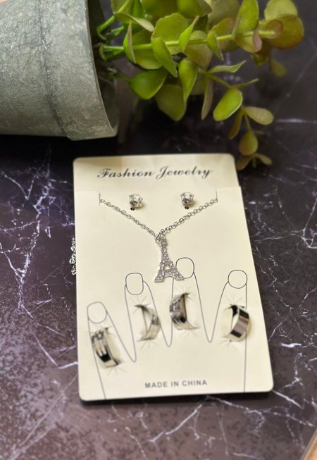 طقم خواتم مع سنسال وحلق